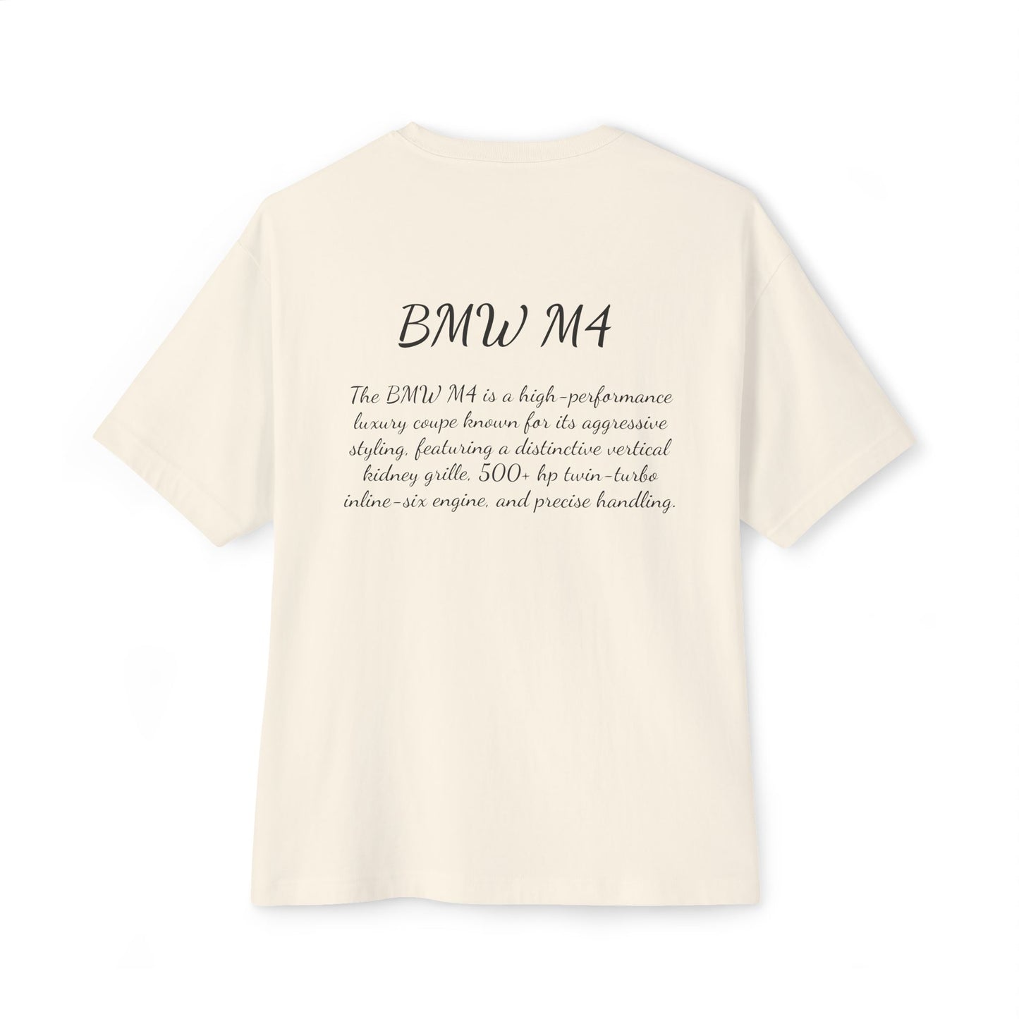 Oversized Boxy Tee — Minimal Script Back & Chest Text