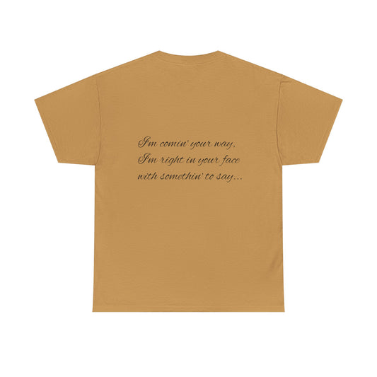 Hip-Hop Portrait Tee | Urban Illustration T-Shirt, Script Back Print