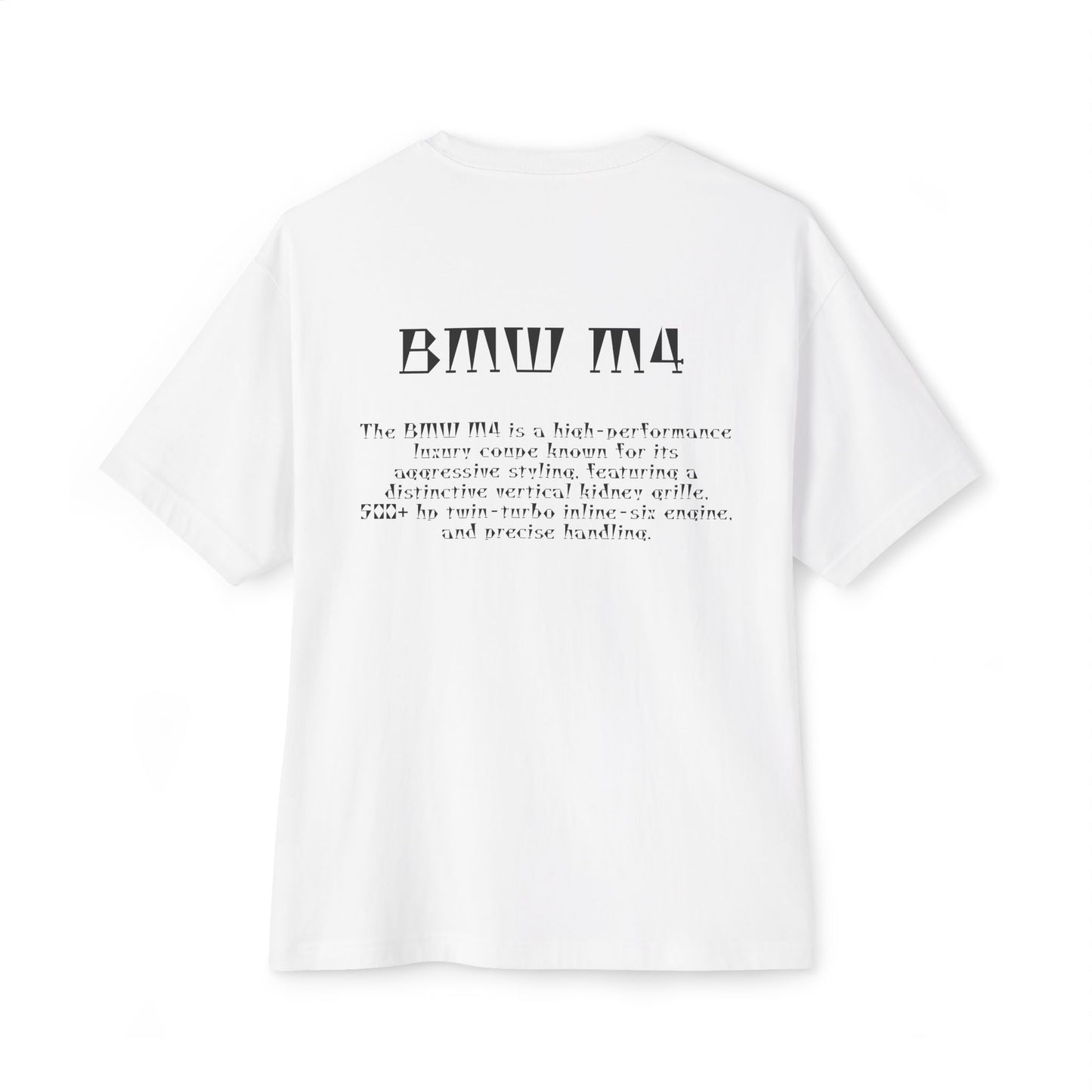 Oversized Boxy Tee — Minimal Script Back & Chest Text