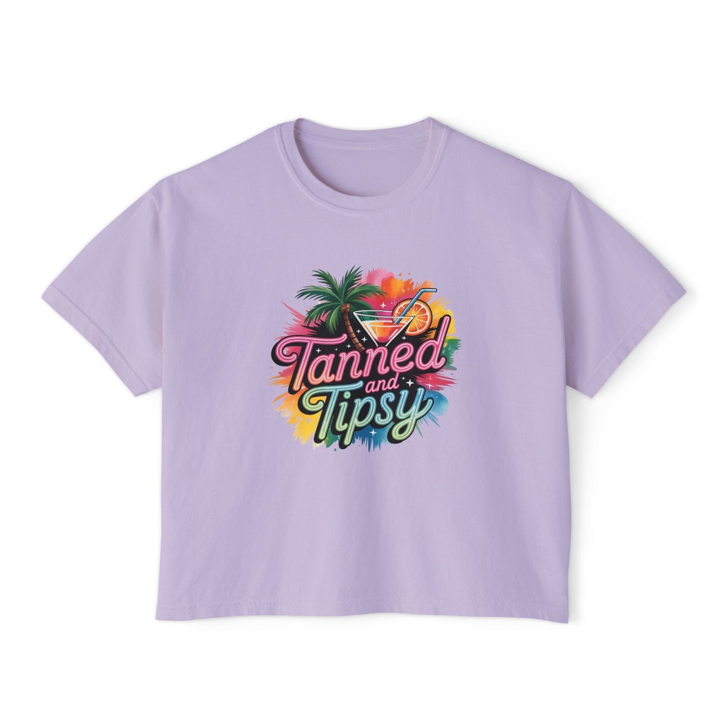 Tanned and Tipsy Tropical Cocktail Tee | Women's Boxy Tee