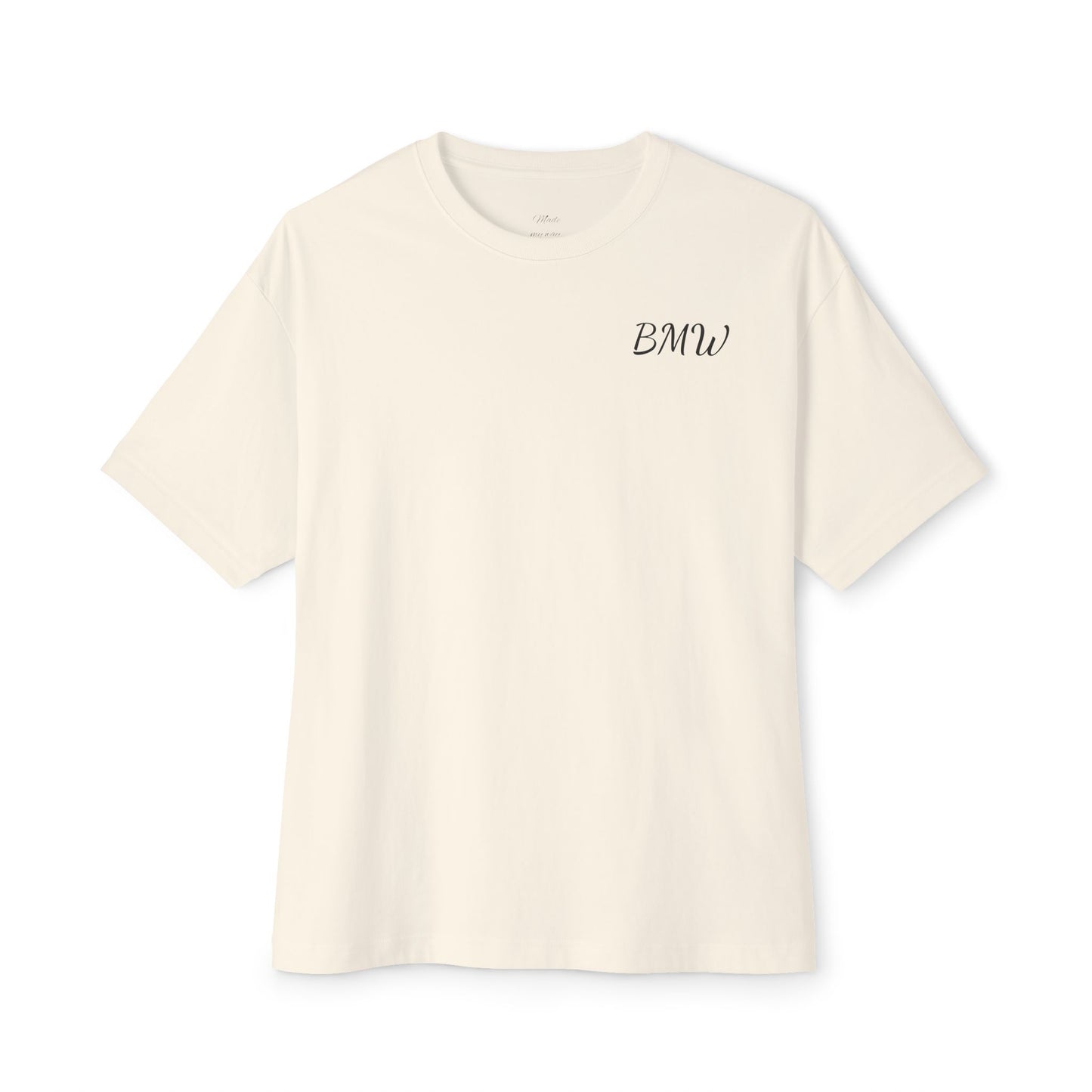Oversized Boxy Tee — Minimal Script Back & Chest Text