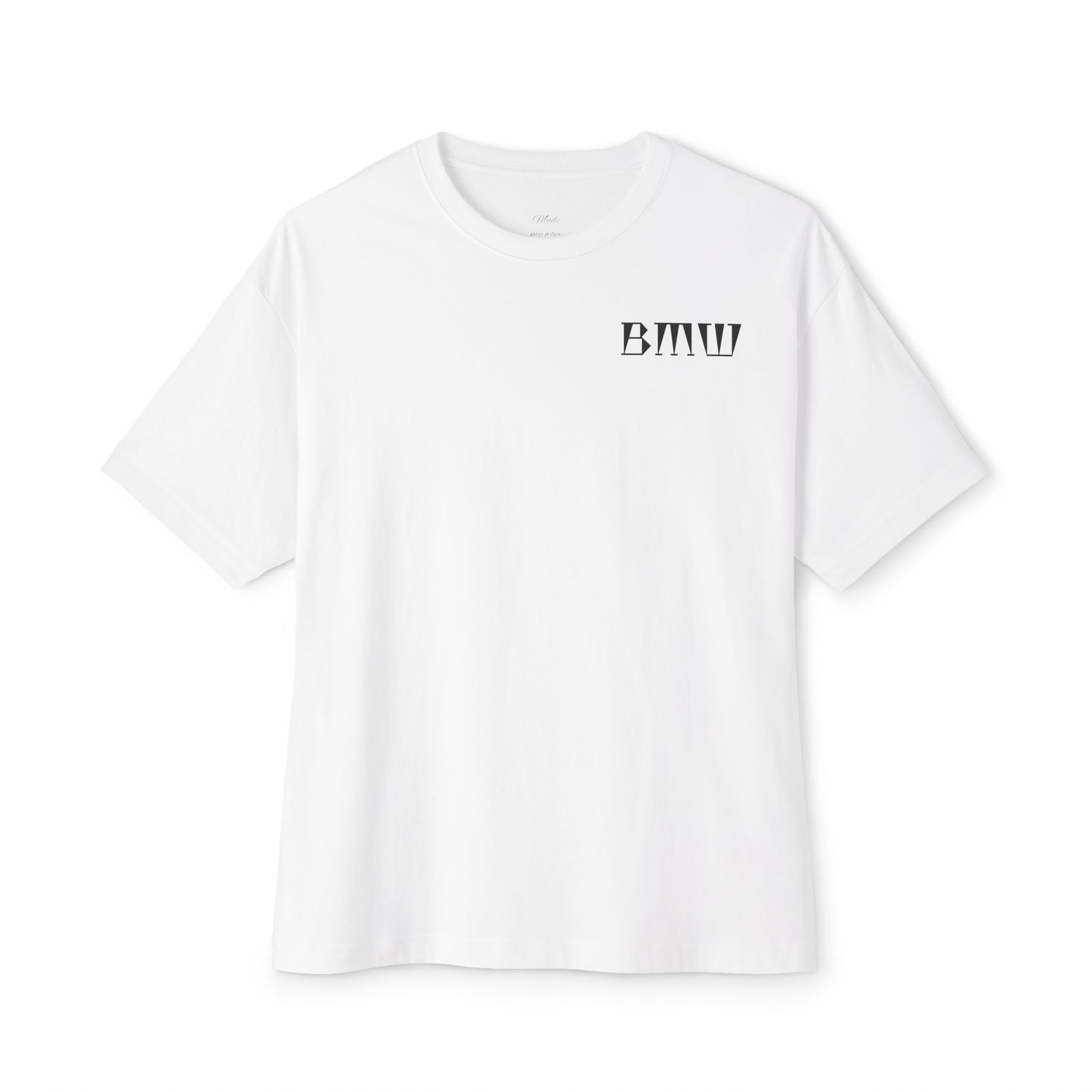 Oversized Boxy Tee — Minimal Script Back & Chest Text