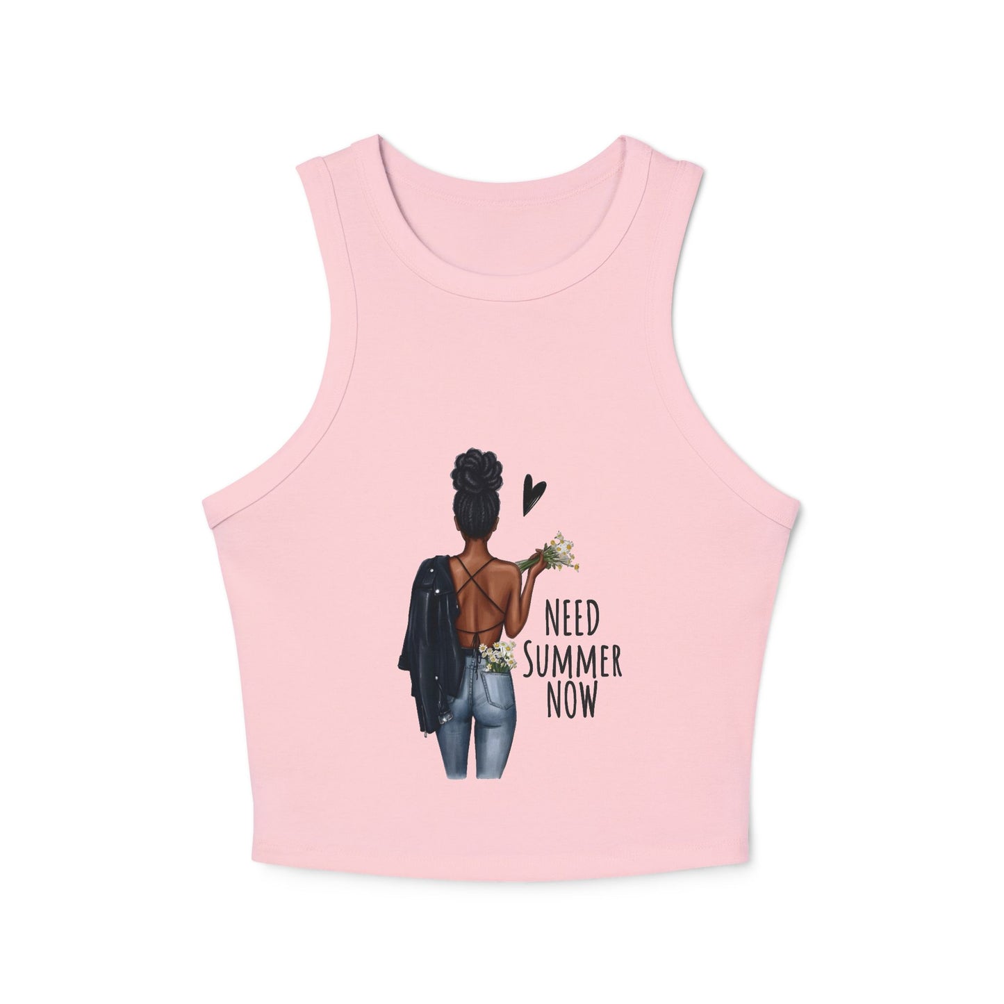 Need Summer Now Racer Tank Top | Woman Back Graphic