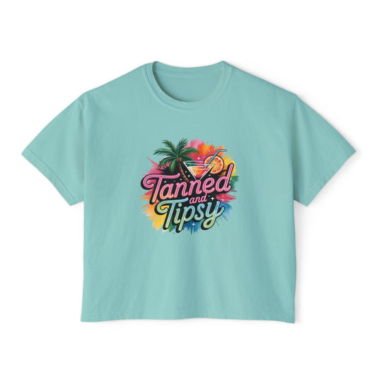 Tanned and Tipsy Tropical Cocktail Tee | Women's Boxy Tee
